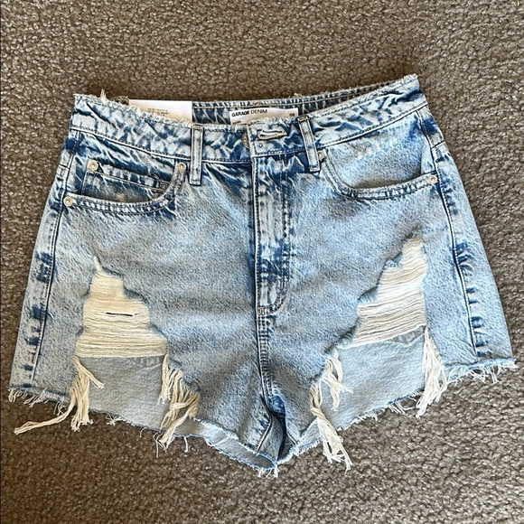 Garage Blue Jean Shorts High-Waisted Distressed - Picture 1 of 7